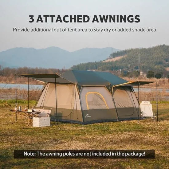 Naturehike Cape Automatic 6 Person Camping Tent - Light Brownish Gray